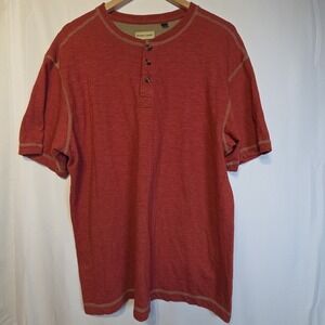 Hobbs Creek Men's Henley Shirt Size L Burnt Red Short Sleeve Cotton Blend Casual